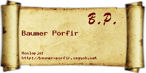 Baumer Porfir névjegykártya